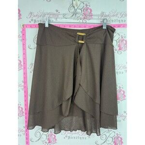 Skirt Y2K tiki style Women's Brown Layered Skirt with Front loop